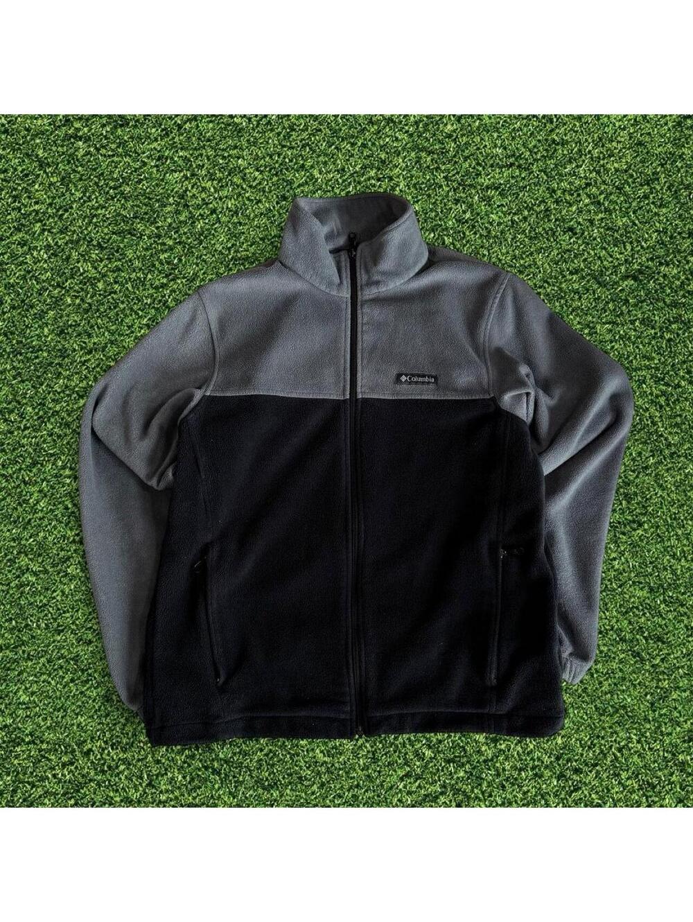 Vintage Columbia Sportswear Black Grey Fleece Jacket Size M